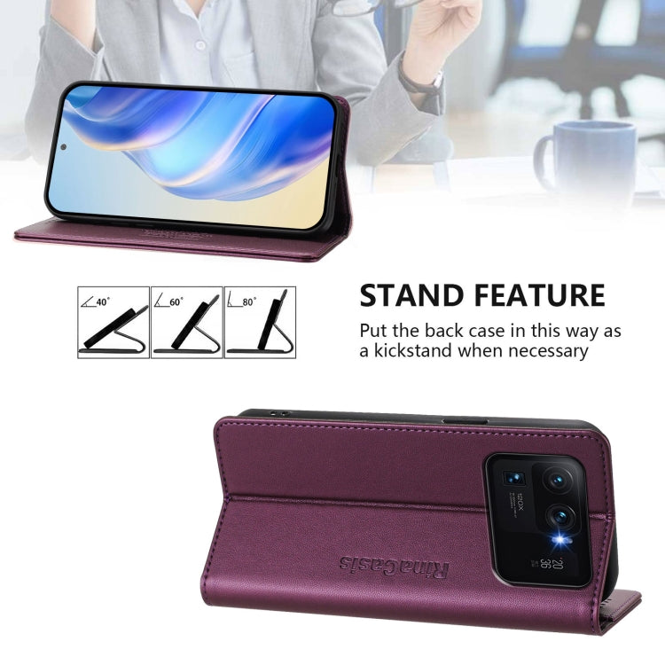 For Xiaomi Mi 11 Ultra RC01 Dual-Folded Magnetic Suction RFID Leather Phone Case