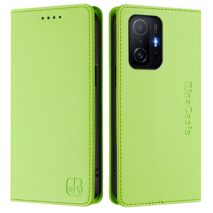 For Xiaomi 11T / 11T Pro RC01 Dual-Folded Magnetic Suction RFID Leather Phone Case
