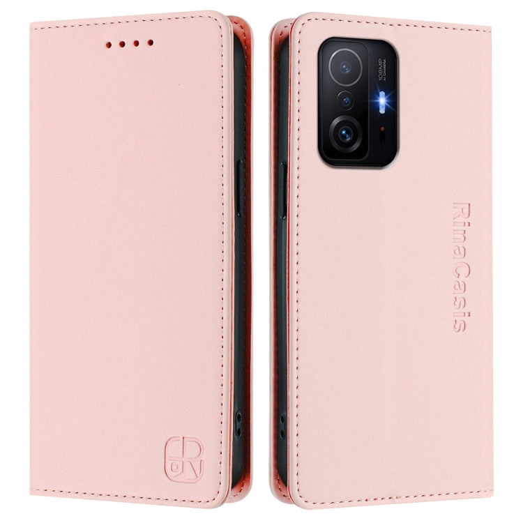 For Xiaomi 11T / 11T Pro RC01 Dual-Folded Magnetic Suction RFID Leather Phone Case