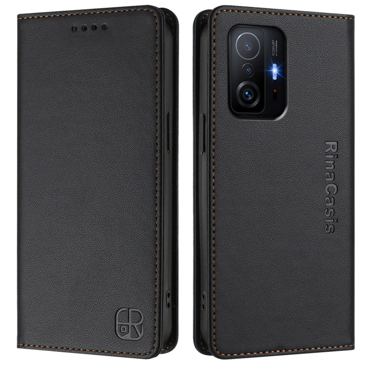 For Xiaomi 11T / 11T Pro RC01 Dual-Folded Magnetic Suction RFID Leather Phone Case