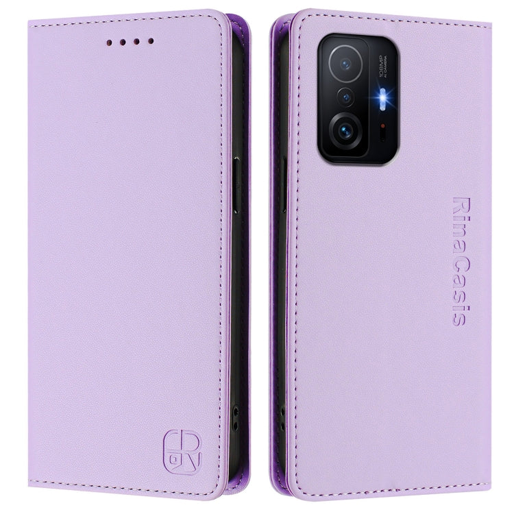 For Xiaomi 11T / 11T Pro RC01 Dual-Folded Magnetic Suction RFID Leather Phone Case