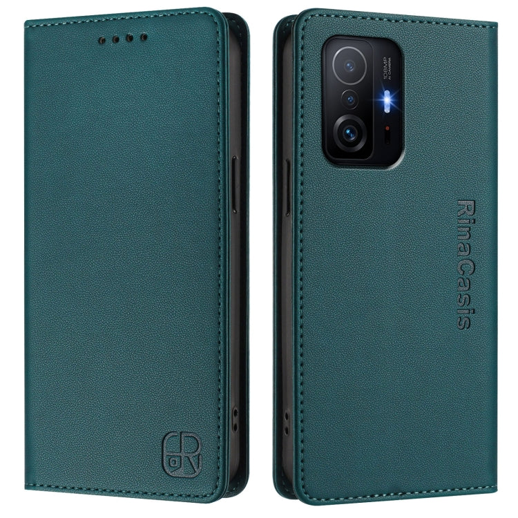 For Xiaomi 11T / 11T Pro RC01 Dual-Folded Magnetic Suction RFID Leather Phone Case