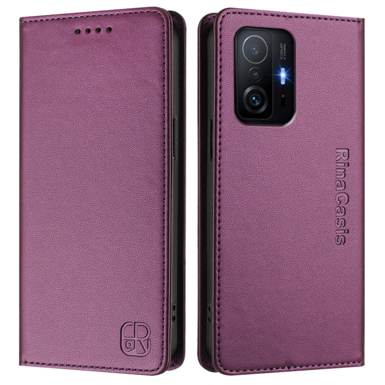 For Xiaomi 11T / 11T Pro RC01 Dual-Folded Magnetic Suction RFID Leather Phone Case