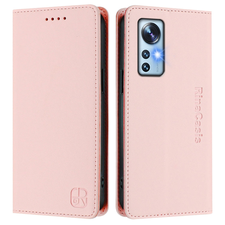 For Xiaomi 12 5G / 12X 5G / 12S 5G RC01 Dual-Folded Magnetic Suction RFID Leather Phone Case