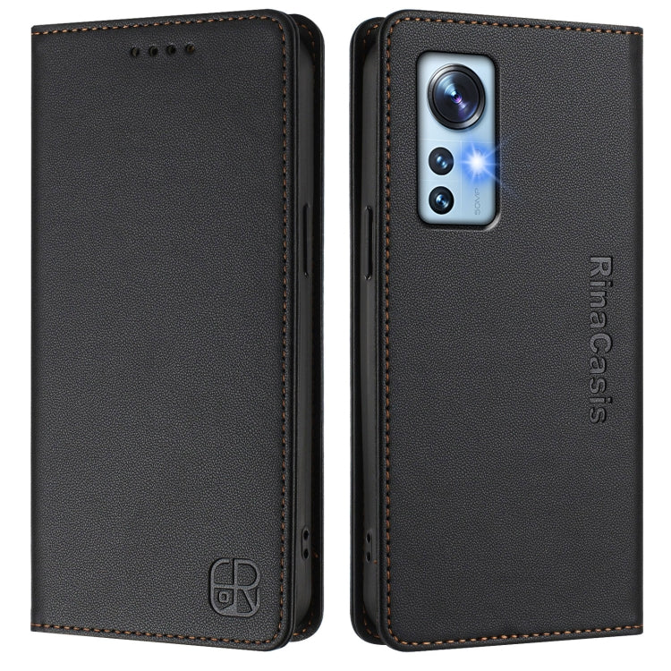 For Xiaomi 12 5G / 12X 5G / 12S 5G RC01 Dual-Folded Magnetic Suction RFID Leather Phone Case