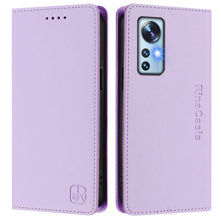 For Xiaomi 12 5G / 12X 5G / 12S 5G RC01 Dual-Folded Magnetic Suction RFID Leather Phone Case