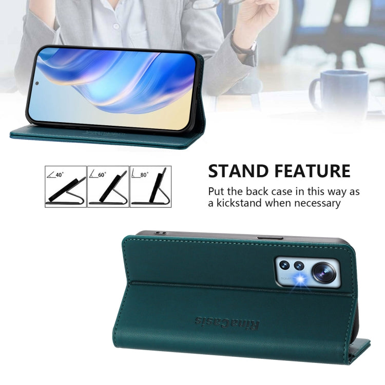 For Xiaomi 12 5G / 12X 5G / 12S 5G RC01 Dual-Folded Magnetic Suction RFID Leather Phone Case