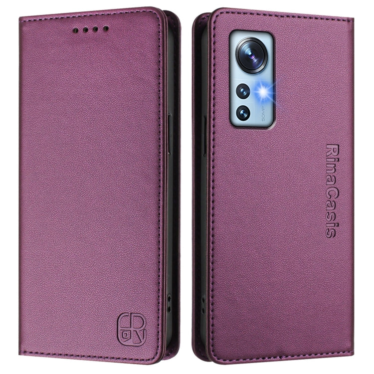 For Xiaomi 12 5G / 12X 5G / 12S 5G RC01 Dual-Folded Magnetic Suction RFID Leather Phone Case