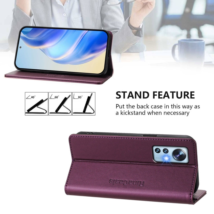 For Xiaomi 12 5G / 12X 5G / 12S 5G RC01 Dual-Folded Magnetic Suction RFID Leather Phone Case