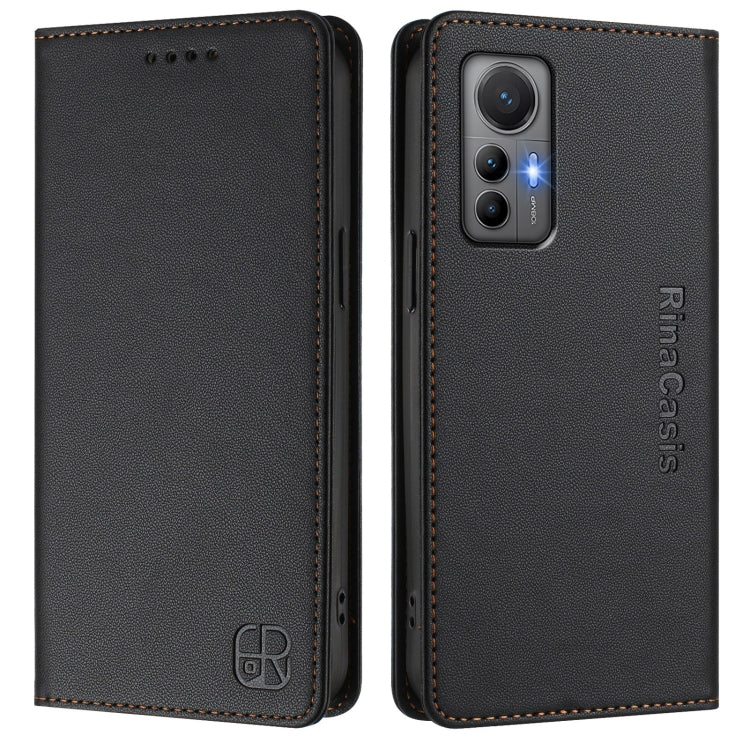 For Xiaomi 12 Lite RC01 Dual-Folded Magnetic Suction RFID Leather Phone Case