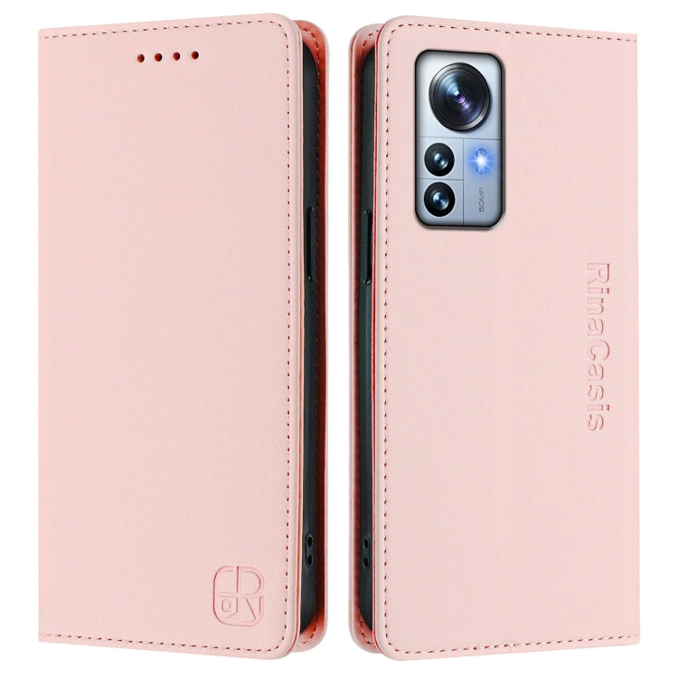 For Xiaomi 12 Pro / 12S Pro RC01 Dual-Folded Magnetic Suction RFID Leather Phone Case