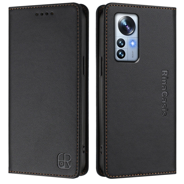 For Xiaomi 12 Pro / 12S Pro RC01 Dual-Folded Magnetic Suction RFID Leather Phone Case