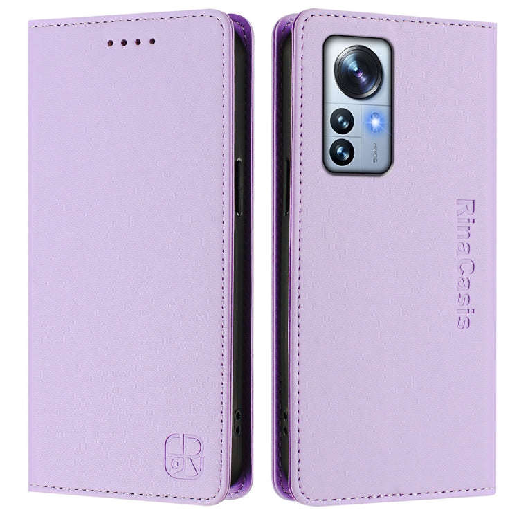 For Xiaomi 12 Pro / 12S Pro RC01 Dual-Folded Magnetic Suction RFID Leather Phone Case
