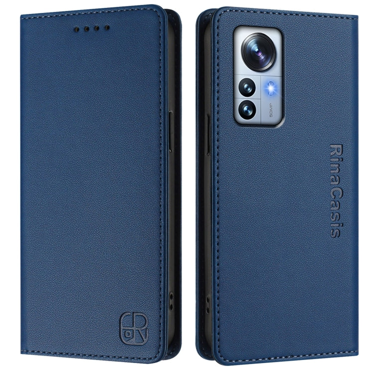 For Xiaomi 12 Pro / 12S Pro RC01 Dual-Folded Magnetic Suction RFID Leather Phone Case