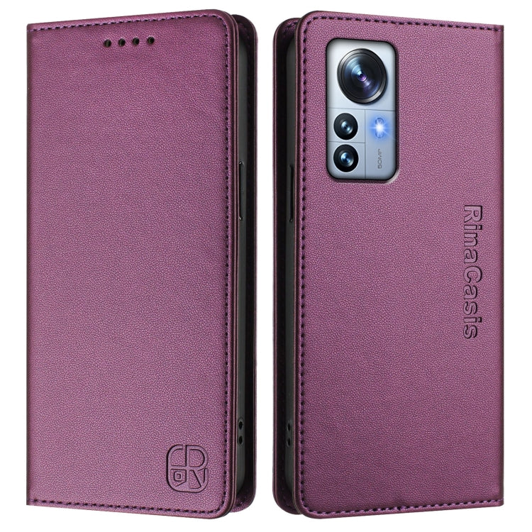 For Xiaomi 12 Pro / 12S Pro RC01 Dual-Folded Magnetic Suction RFID Leather Phone Case