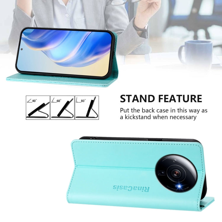 For Xiaomi 12S Ultra RC01 Dual-Folded Magnetic Suction RFID Leather Phone Case