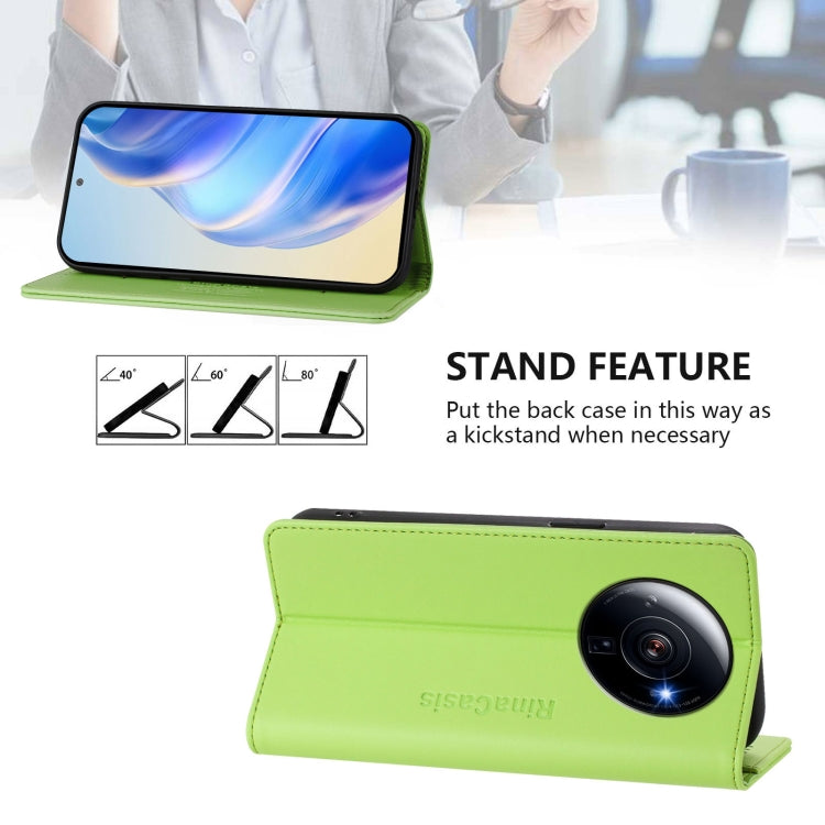 For Xiaomi 12S Ultra RC01 Dual-Folded Magnetic Suction RFID Leather Phone Case
