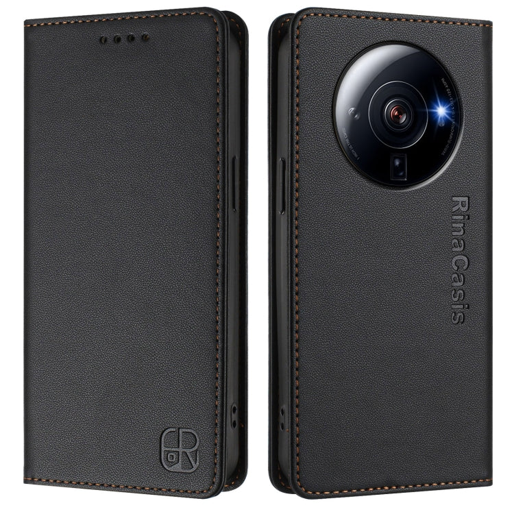 For Xiaomi 12S Ultra RC01 Dual-Folded Magnetic Suction RFID Leather Phone Case