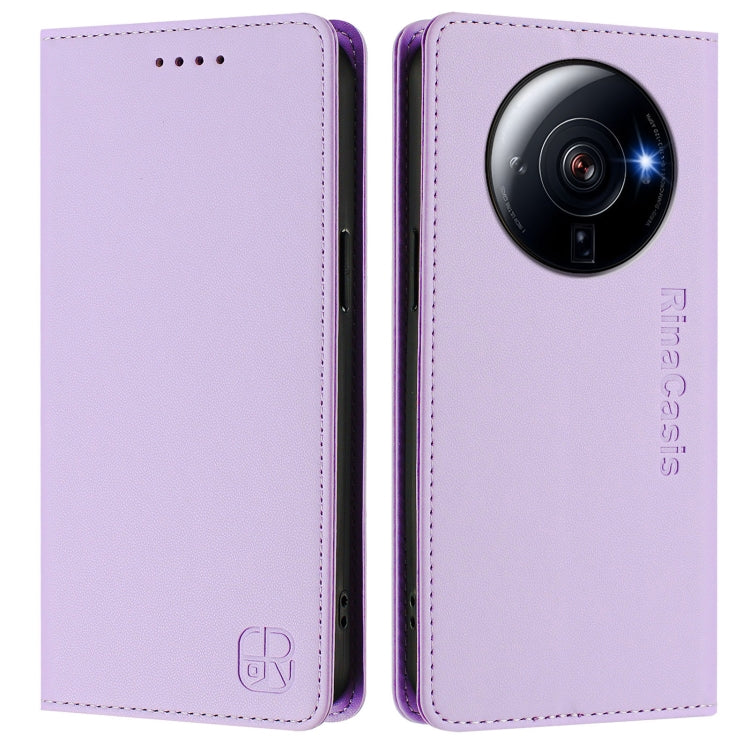 For Xiaomi 12S Ultra RC01 Dual-Folded Magnetic Suction RFID Leather Phone Case