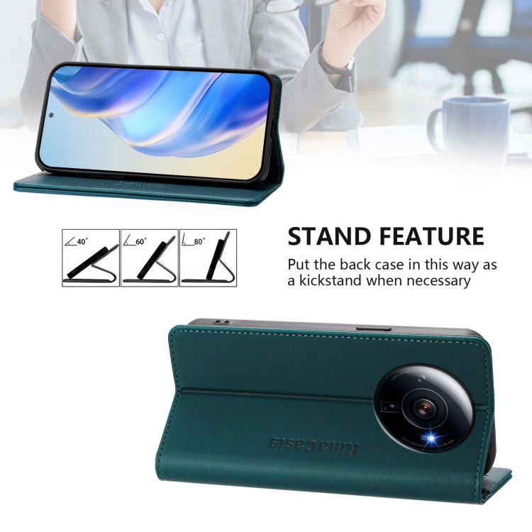For Xiaomi 12S Ultra RC01 Dual-Folded Magnetic Suction RFID Leather Phone Case