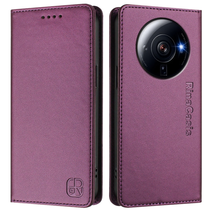 For Xiaomi 12S Ultra RC01 Dual-Folded Magnetic Suction RFID Leather Phone Case