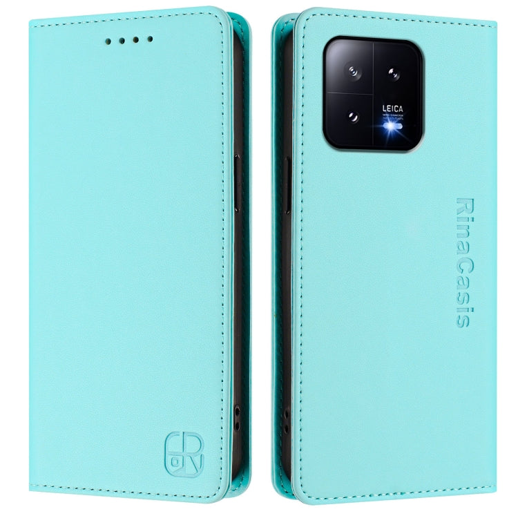 For Xiaomi 13 5G RC01 Dual-Folded Magnetic Suction RFID Leather Phone Case
