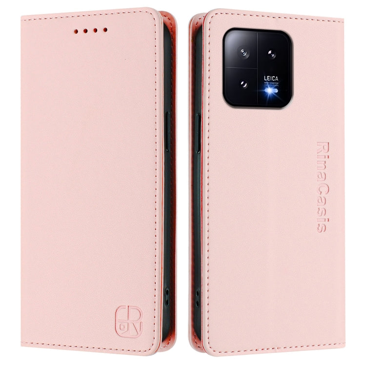 For Xiaomi 13 5G RC01 Dual-Folded Magnetic Suction RFID Leather Phone Case