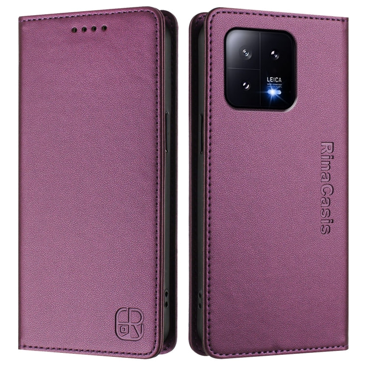 For Xiaomi 13 5G RC01 Dual-Folded Magnetic Suction RFID Leather Phone Case