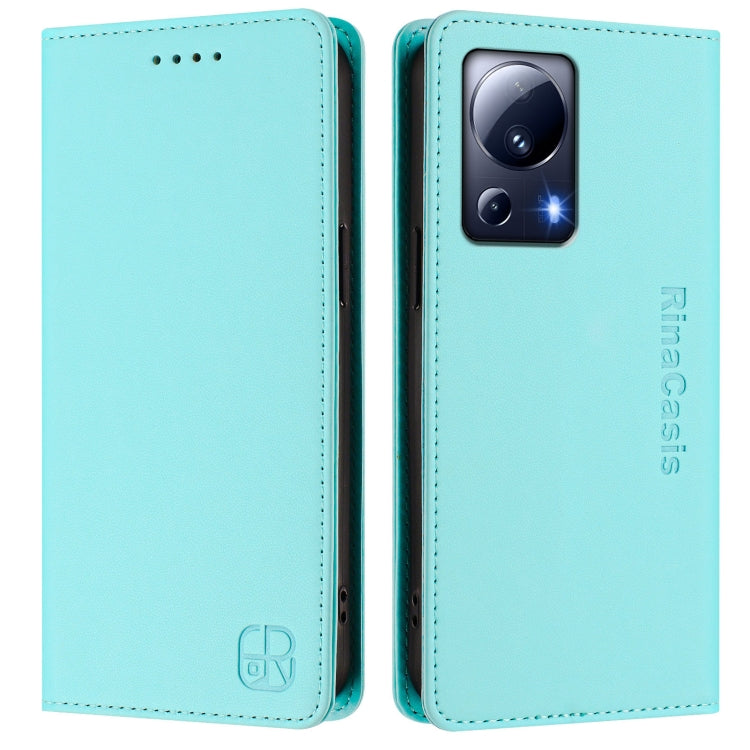 For Xiaomi 13 Lite 5G / Civi 2 RC01 Dual-Folded Magnetic Suction RFID Leather Phone Case