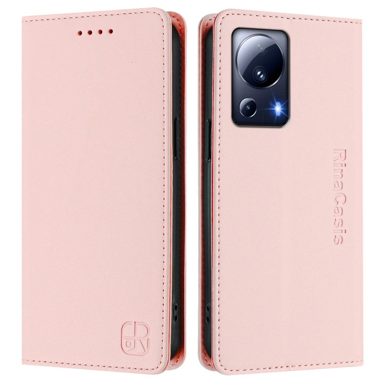 For Xiaomi 13 Lite 5G / Civi 2 RC01 Dual-Folded Magnetic Suction RFID Leather Phone Case