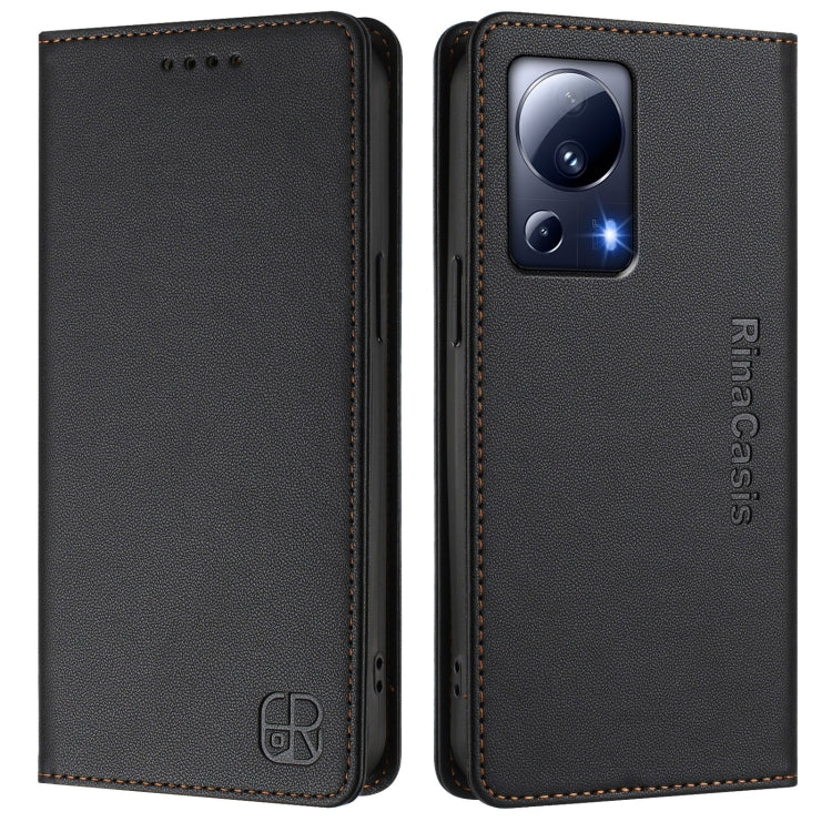 For Xiaomi 13 Lite 5G / Civi 2 RC01 Dual-Folded Magnetic Suction RFID Leather Phone Case