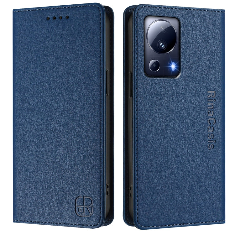 For Xiaomi 13 Lite 5G / Civi 2 RC01 Dual-Folded Magnetic Suction RFID Leather Phone Case