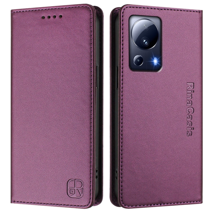 For Xiaomi 13 Lite 5G / Civi 2 RC01 Dual-Folded Magnetic Suction RFID Leather Phone Case