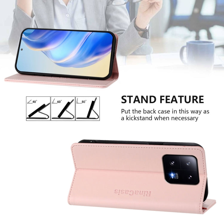 For Xiaomi 13 Pro 5G RC01 Dual-Folded Magnetic Suction RFID Leather Phone Case