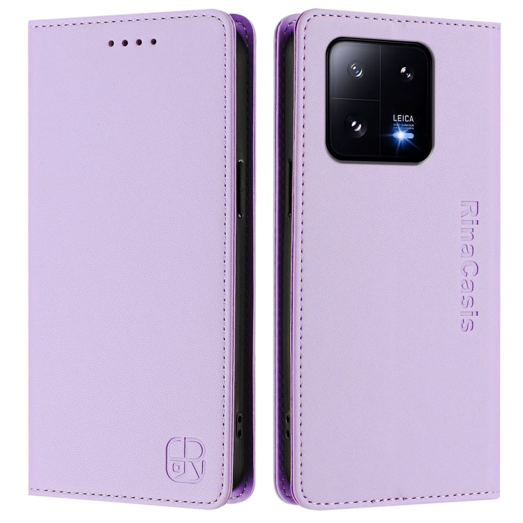 For Xiaomi 13 Pro 5G RC01 Dual-Folded Magnetic Suction RFID Leather Phone Case
