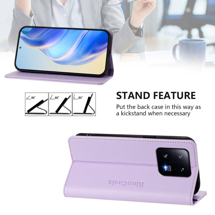 For Xiaomi 13 Pro 5G RC01 Dual-Folded Magnetic Suction RFID Leather Phone Case