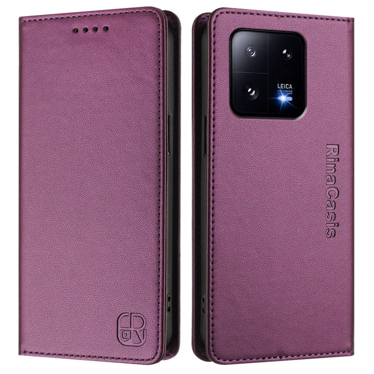 For Xiaomi 13 Pro 5G RC01 Dual-Folded Magnetic Suction RFID Leather Phone Case