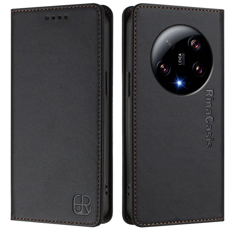 For Xiaomi 13 Ultra RC01 Dual-Folded Magnetic Suction RFID Leather Phone Case
