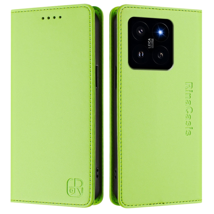 For Xiaomi 14 5G RC01 Dual-Folded Magnetic Suction RFID Leather Phone Case