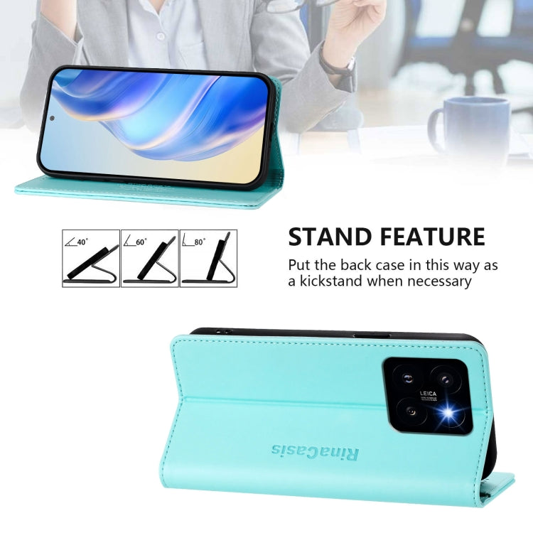For Xiaomi 14 Pro 5G RC01 Dual-Folded Magnetic Suction RFID Leather Phone Case