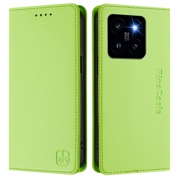 For Xiaomi 14 Pro 5G RC01 Dual-Folded Magnetic Suction RFID Leather Phone Case
