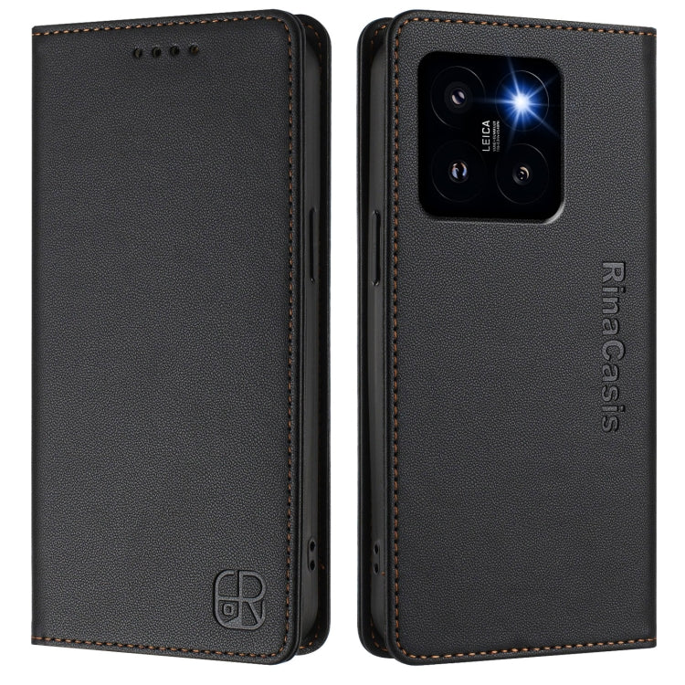 For Xiaomi 14 Pro 5G RC01 Dual-Folded Magnetic Suction RFID Leather Phone Case