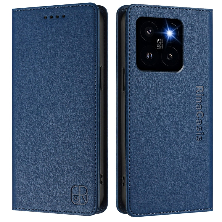 For Xiaomi 14 Pro 5G RC01 Dual-Folded Magnetic Suction RFID Leather Phone Case