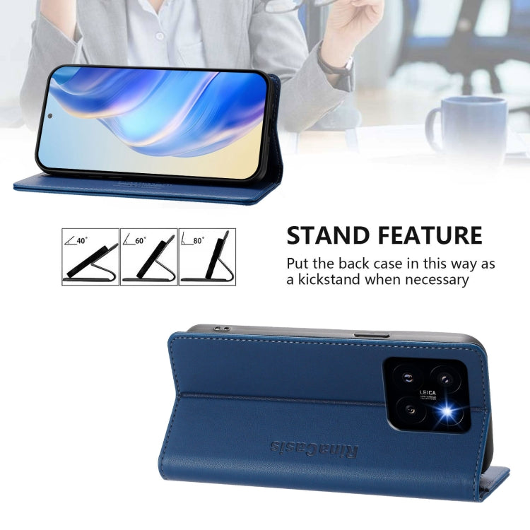 For Xiaomi 14 Pro 5G RC01 Dual-Folded Magnetic Suction RFID Leather Phone Case