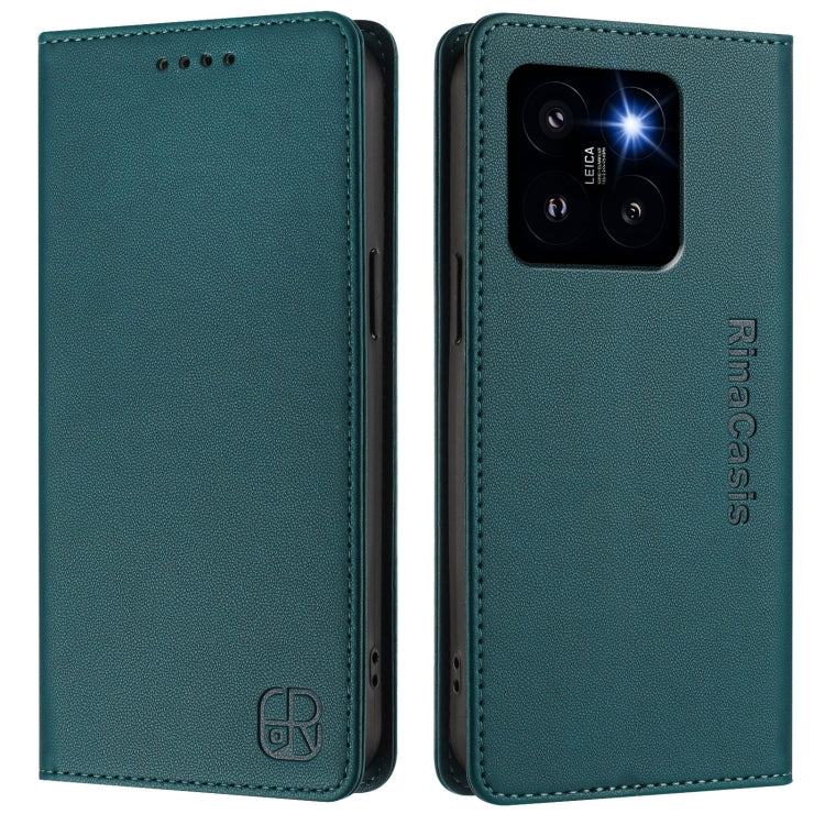 For Xiaomi 14 Pro 5G RC01 Dual-Folded Magnetic Suction RFID Leather Phone Case