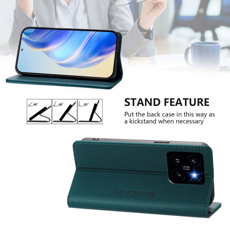 For Xiaomi 14 Pro 5G RC01 Dual-Folded Magnetic Suction RFID Leather Phone Case