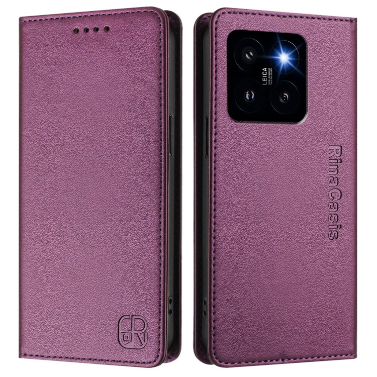 For Xiaomi 14 Pro 5G RC01 Dual-Folded Magnetic Suction RFID Leather Phone Case