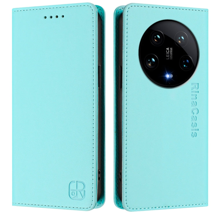 For Xiaomi 14 Ultra 5G RC01 Dual-Folded Magnetic Suction RFID Leather Phone Case
