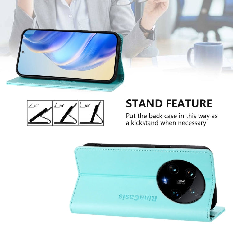 For Xiaomi 14 Ultra 5G RC01 Dual-Folded Magnetic Suction RFID Leather Phone Case