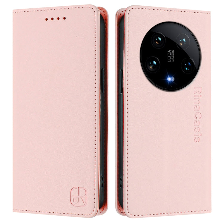 For Xiaomi 14 Ultra 5G RC01 Dual-Folded Magnetic Suction RFID Leather Phone Case